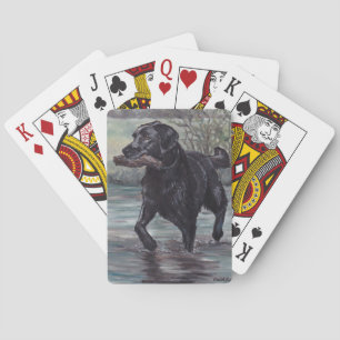 Baralho Cartões de jogo pretos da arte do cão de labrado
