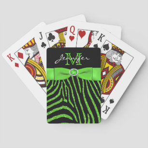 Baralho Cartões de jogo pretos da zebra do brilho da fita