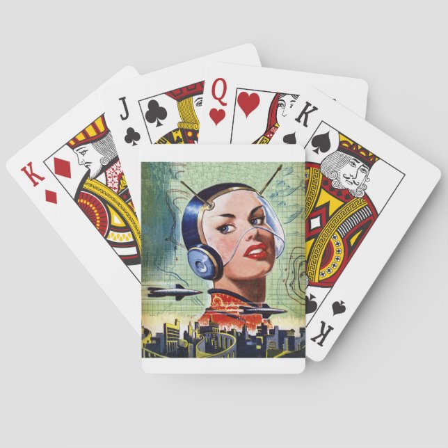 Baralho Cartões de jogo retros da ficção científica (Verso)