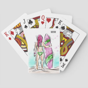 Baralho Cartões de jogos personalizados da Surfer Girl
