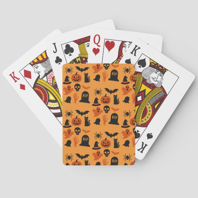 Baralho Cartões de Poker de Halloween assustadores - Preto (Verso)