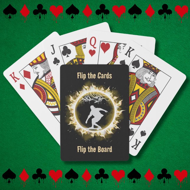 Baralho Cartões de Reprodução de Skate de Fogo Amarelo (Yellow Fire Skate Wild Poker Playing Cards)