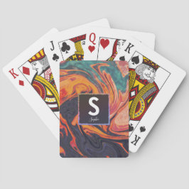 Baralho Cartões de Reprodução Monogramas com Nome Elegante