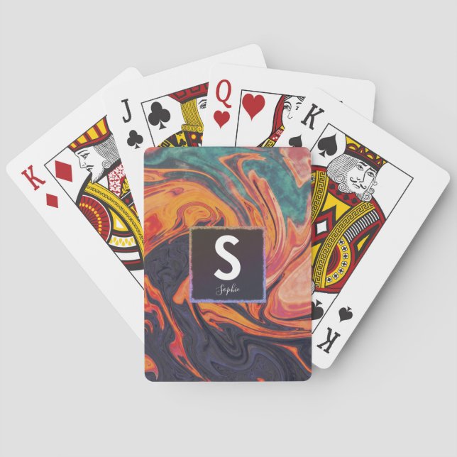 Baralho Cartões de Reprodução Monogramas com Nome Elegante (Verso)