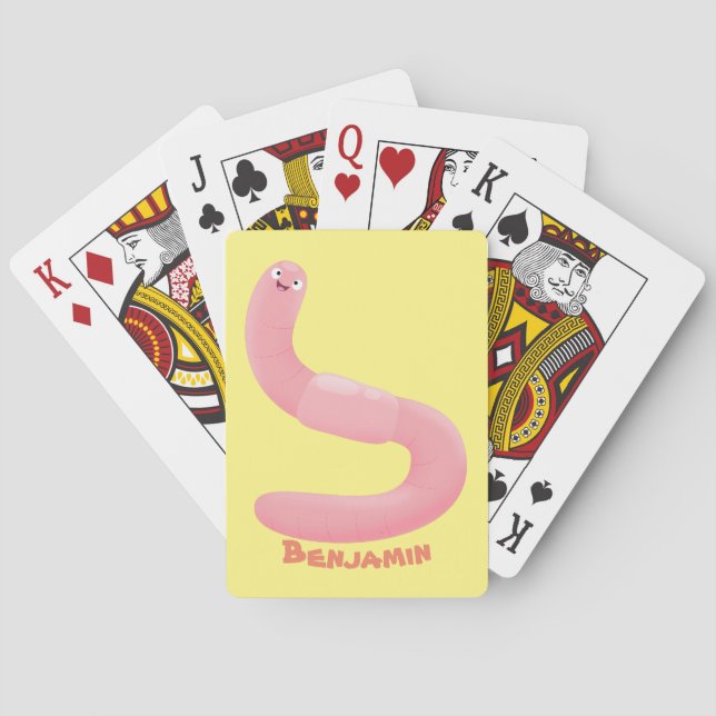 Baralho Cartoon de minhoca rosa-branca (Verso)