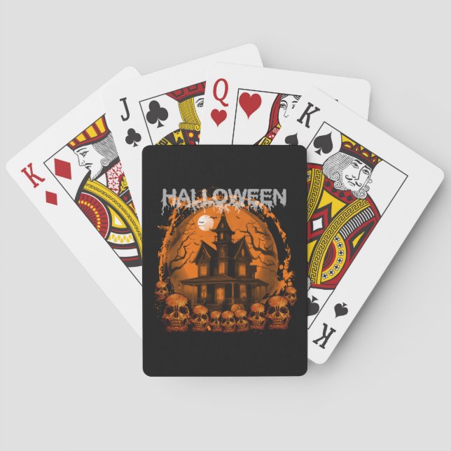 BARALHO CASA ASSOMBRADA ASSUSTADORA DE HALLOWEEN CRÂNIOS (Verso)