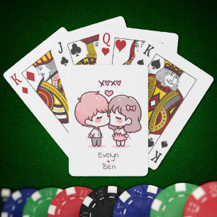 Baralho Casal Beijo Personalizado De Estilo De Chibi