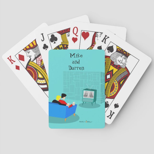 Baralho Casal retroGay assistindo placas de reprodução clá (Verso)