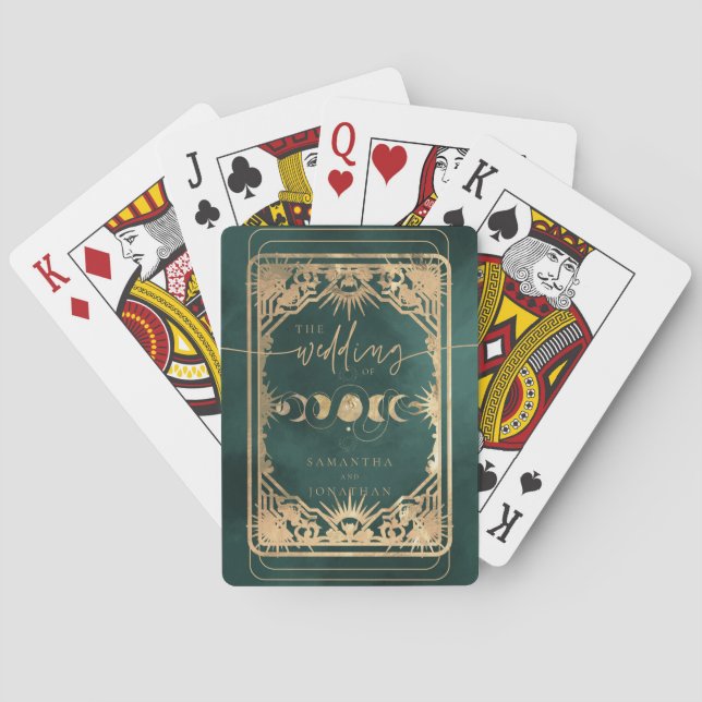 Baralho Casamento Celestial com Tarot em Verde Esmeralda e (Verso)
