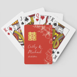 Baralho Casamento chinês moderno e elegante com flores e e