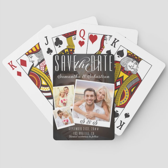 Baralho Casamento de Foto do Script Único Moderno 3 Salve  (Verso)
