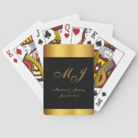 Casamento de Monograma de Script Dourado Preto Ele