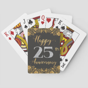 Baralho Casamento de prata do 25o aniversário feliz 25