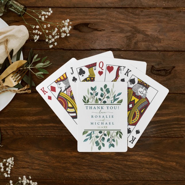 Baralho Casamento de Verduras Botânicas (Botanical Greenery Custom Wedding Playing Card Deck)