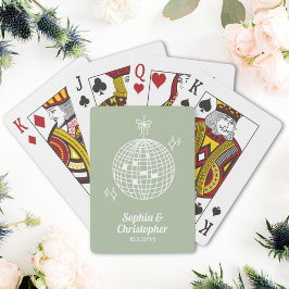 Baralho Casamento Personalizado de Bola de Disco Verde da