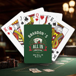 Baralho Casino Green Bachelor Party Custom Poker Night<br><div class="desc">Hit the jackpot at bachelor party poker nights with these green "All In Before the Ring" custom playing cards featuring a lucky casino tablecloth design and bold playing card graphics. The vibrant green backdrop channels Vegas strip, golf course clubhouse, or Irish pub poker tournament energy while keeping every hand feeling...</div>