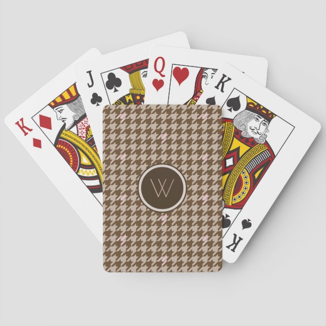 Baralho Castanho com Cartões de Reprodução de Houndstooth  (Verso)