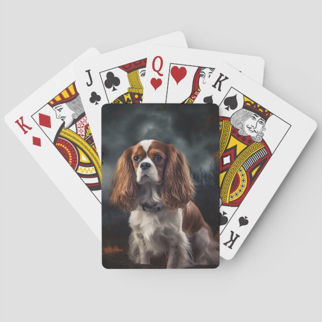 Baralho Cavalier King Charles Spaniel Halloween Assustador (Verso)