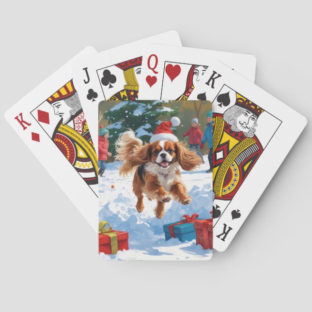 Baralho Cavalier King Charles Spaniel na Neve com Natal  (Verso)