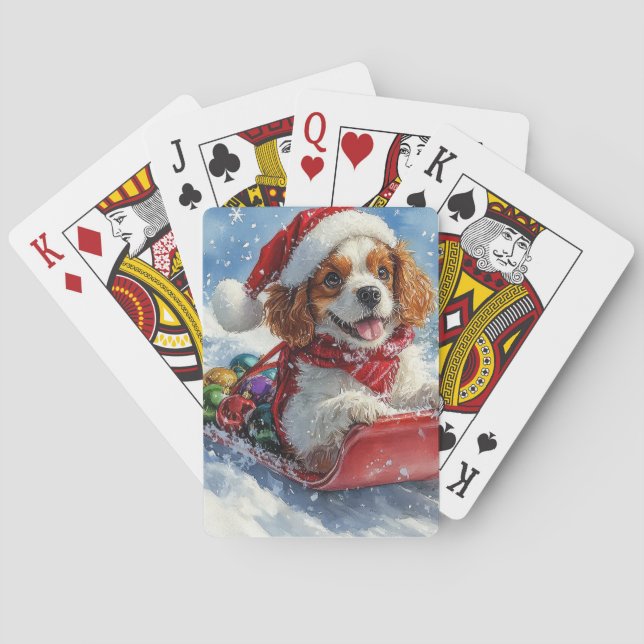 Baralho Cavalier King Charles Spaniel Trenó de Cachorro Na (Verso)