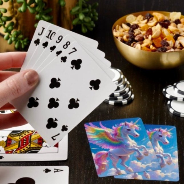 Baralho Cavalo Unicórnio Dançante com Asa de Arco-íris (Poker type playing cards . Easy to shuffle smooth card stock. 2.5" x 3.5" 
)