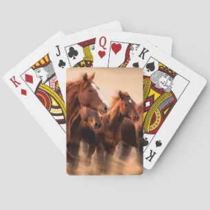 Baralho Cavalos correndo, borrão e crinas voando