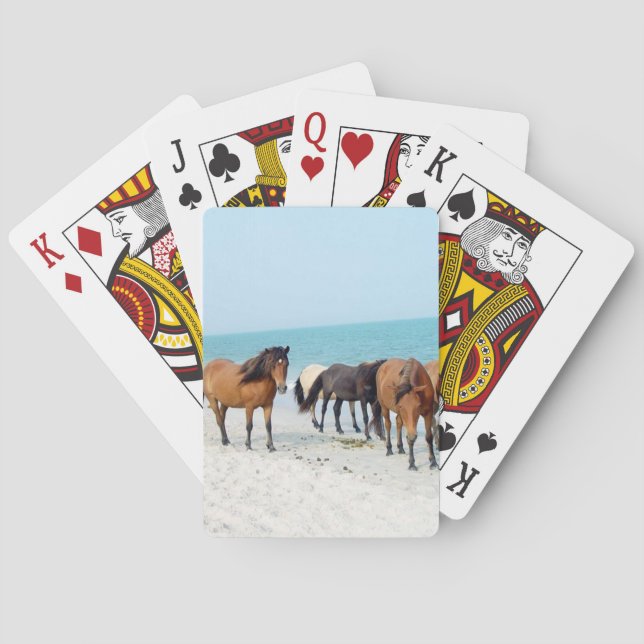 Baralho Cavalos no litoral nacional de Assateague (Verso)