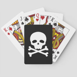 Baralho Caveira de Pirata Branca em Fundo Preto