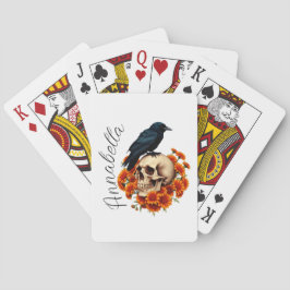 Baralho Caveira Floral e Nome Personalizado do Corvo