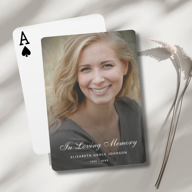 Baralho Celebração de Vida Personalizada Moderna Funeral (Photo Memorial Playing Cards)