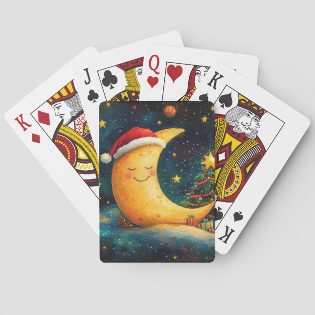Baralho Celebração Divertida da Lua Galáctica no Natal (Verso)
