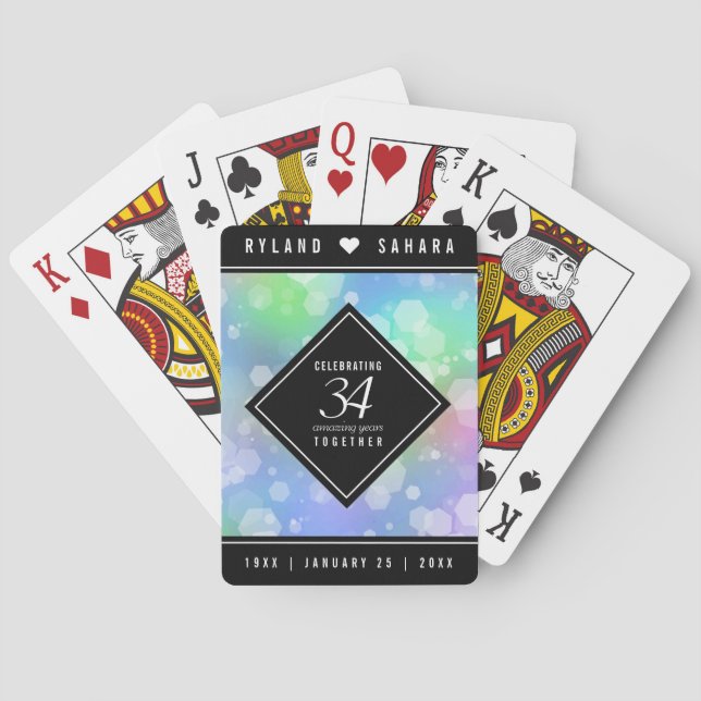 Baralho Celebração do 34º aniversário de casamento da Opal (Verso)