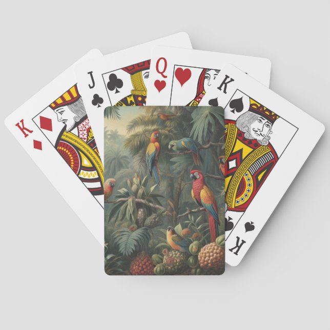Baralho Cena botânica dos papagaios e ananás (Verso)