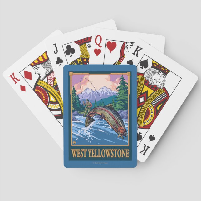 Baralho Cena da pesca com mosca - Yellowstone ocidental (Verso)