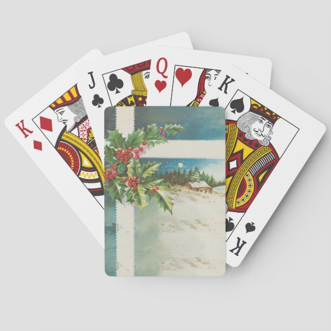 Baralho Cena de Natal Holly Snow Winter (Verso)