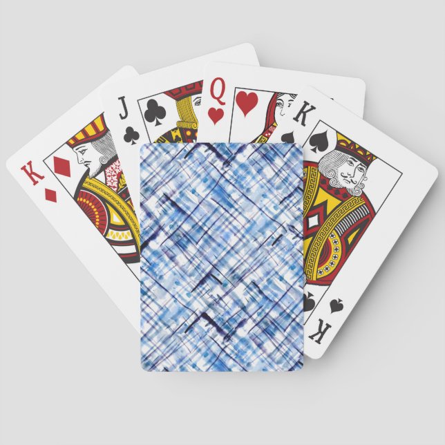 Baralho checkered, tartan, xadrez, clássico, azul, branco (Verso)