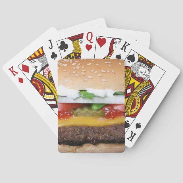 Baralho cheeseburger delicioso com fotografia das (Verso)