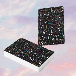 Baralho Cheio do Céu Negro de Corações e Estrelas Modernas