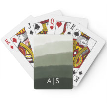 Chic Monogramed Watercolor Selle Green Ombre