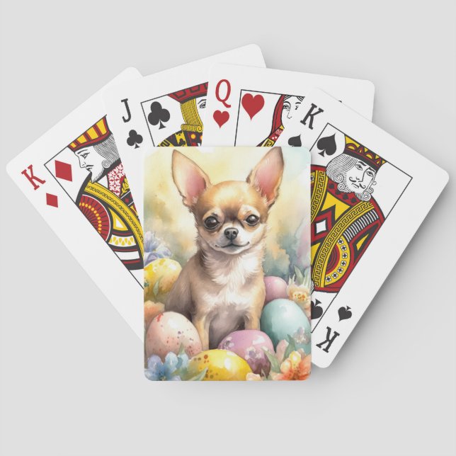 Baralho Chihuahua com Ovos de Páscoa Feriado  (Verso)
