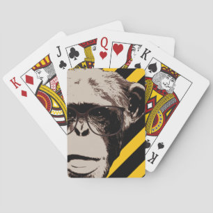 Baralho Chimpanzé engraçado do geek em listras dos vidro