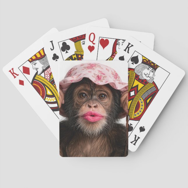 Baralho Chimpanzé Usando Batom Rosa (Verso)