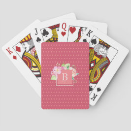 Baralho Chique Feminino com Monograma Floral Rosa