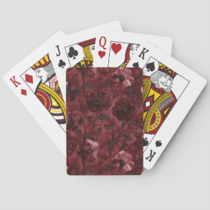 Baralho Chique Preto Burgundy Vermelho Floral