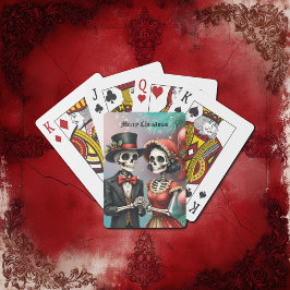 Baralho Christmas Bone Romance, A festive skeleton couple.