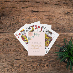 Baralho Chuva de noiva rosa dourado floral eucalipto folha
