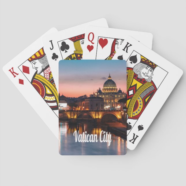 Baralho Cidade vaticano À Noite Igreja Católica Romana (Verso)