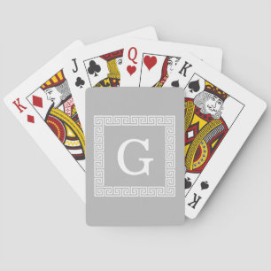 Baralho Cinza Branco Quadro de Chave Grego #1 Monograma In