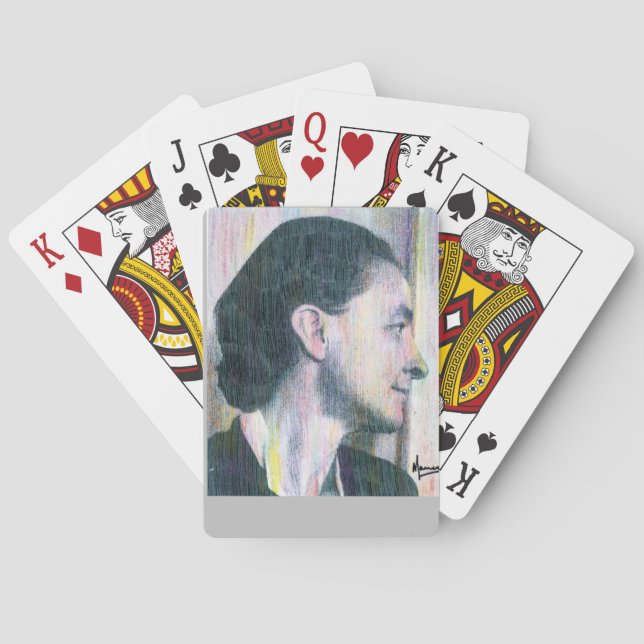 Baralho cinza e blecaute de ilustração moderna Georgia O'k (Verso)