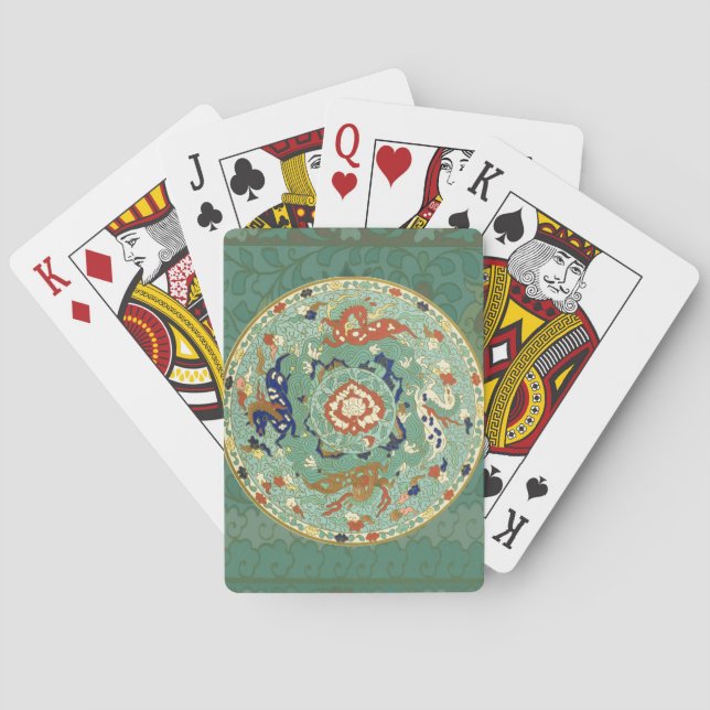 Baralho Círculo Chinês Antigo Verde Azul (Verso)